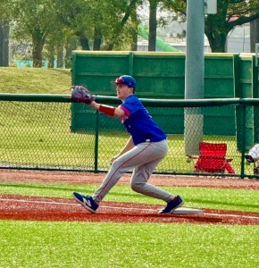 Jack Smith holds down first base for the Pats. Through 12 games this season, Smith has 3 hits, 2 RBIs, 7 walks, and 4 stolen bases. (LC Athletics photo)