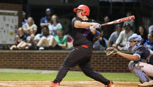 Lincoln County’s Grady Foster takes a swing during the Patriots’ 9-3 win over Danville in the 45th District tournament semifinal on May 19. Foster reached base twice and scored a run to help lead Lincoln County to its first district championship appearance since 2017. (Photo submitted)