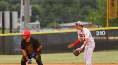 Brennin Hazlett takes a lead off second base during 12th Region Tournament action on Monday, May 26. (Photo submitted)