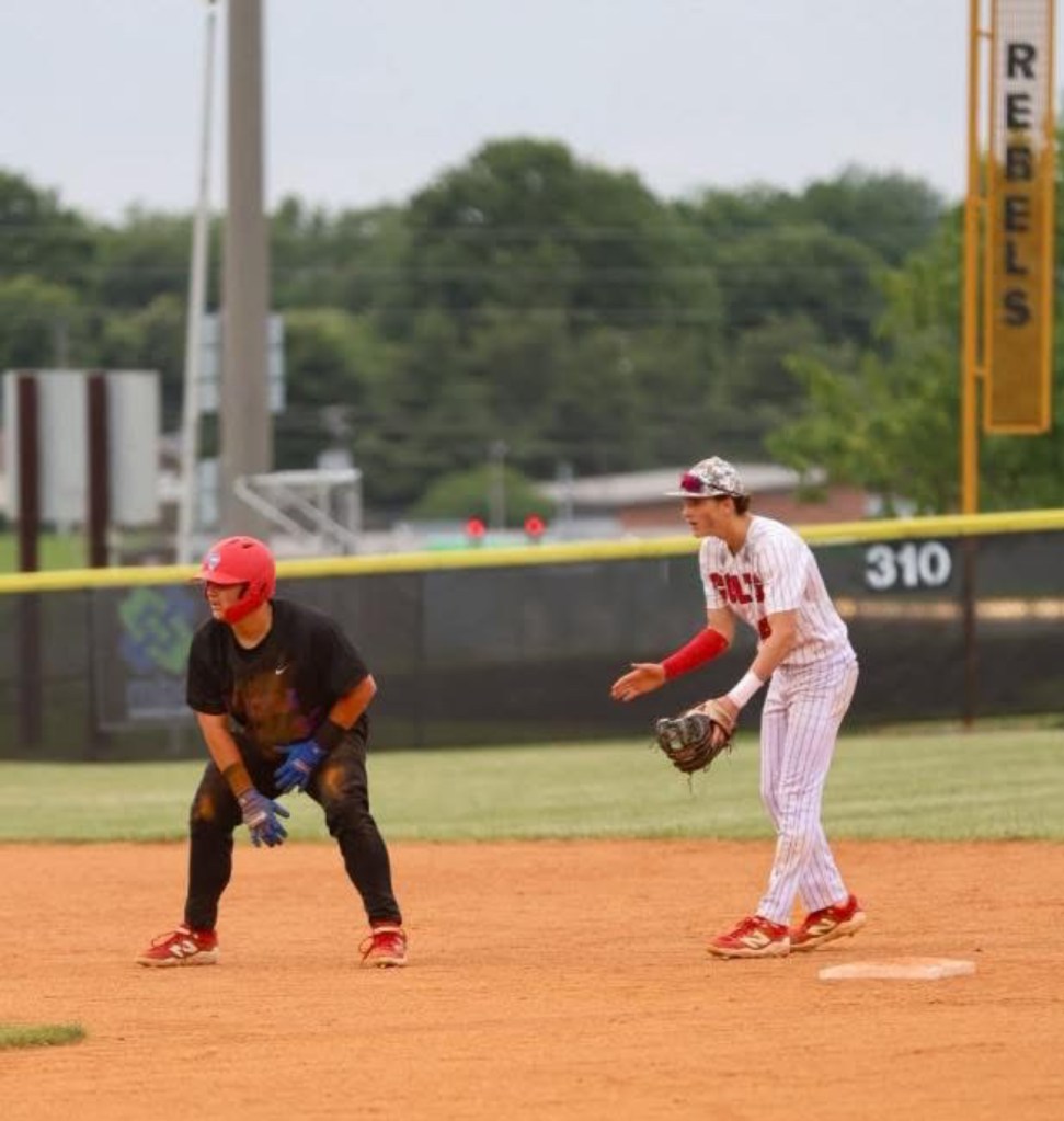 Brennin Hazlett takes a lead off second base during 12th Region Tournament action on Monday, May 26. (Photo submitted)