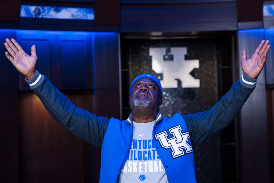 Greg Williams Sr. didn't realize UK photographers were also taking his photo during his son's official photo shoot at UK when he started acting "silly" during breaks between photos. (UK Athletics photo)