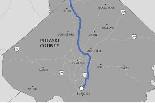 The proposed pipeline running through Lincoln and Pulaski counties. (Graphic submitted)