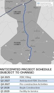 The proposed pipeline running through Lincoln and Pulaski counties. (Graphic submitted)