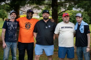 From left to right: Logan Young, Burnell Newcomb, Kenny Goodin, Chris Hazlett, and Jimmy Clarkson — key contributors to the 12th Region Sports Network, which was founded by Goodin to spotlight local athletes and share their accomplishments across the region. (Photo submitted)