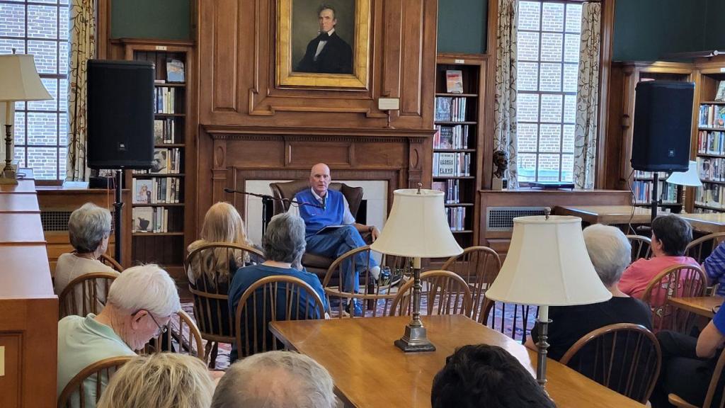 Kyle Macy speaks to a group at the Boyle County Public Library. (Photo by Larry Vaught)